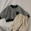 Spring Autumn Stripe Long Sleeves Sweatshirt Kids Boys Loose Bat Sleeves Girls' Baby Boy Clothes