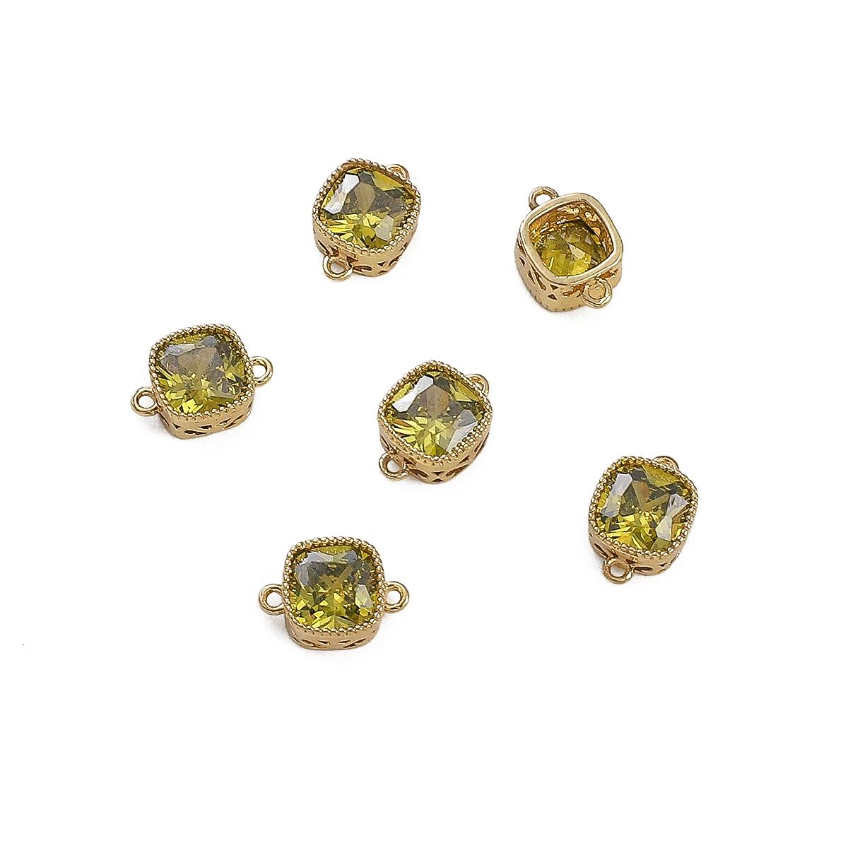 

1 шт./пакет, золотой медный циркон, инкрустированный квадратной формы, двойной подвесной кулон, подвески для DIY, аксессуары для изготовления ювелирных изделий жёлтый