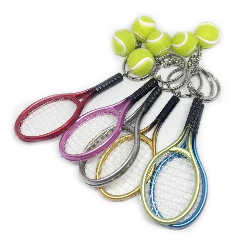 Creative Fashionable Tennis Racket Keychain: New Year Horse Souvenir & Bag Charm Pendant