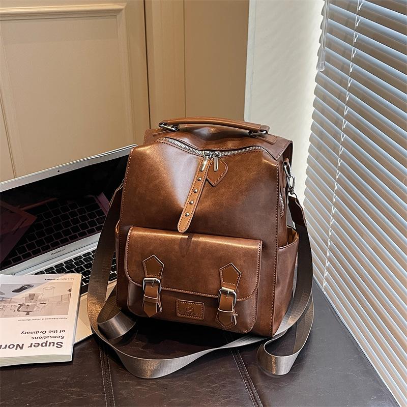 

Ретро модный рюкзак женский новый простой универсальный студенческий класс наплечная сумка рюкзак коричневый