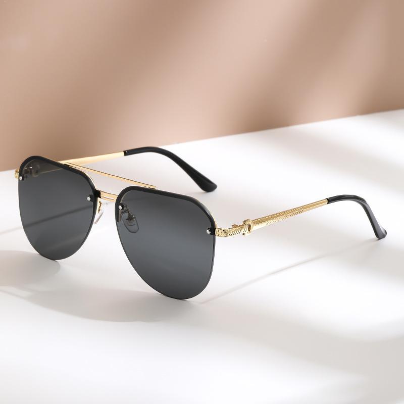 1/2PCS Retro Metal Sunglasses Half Frame Double Beam Vintage Fashion Sunglasses for Women Men