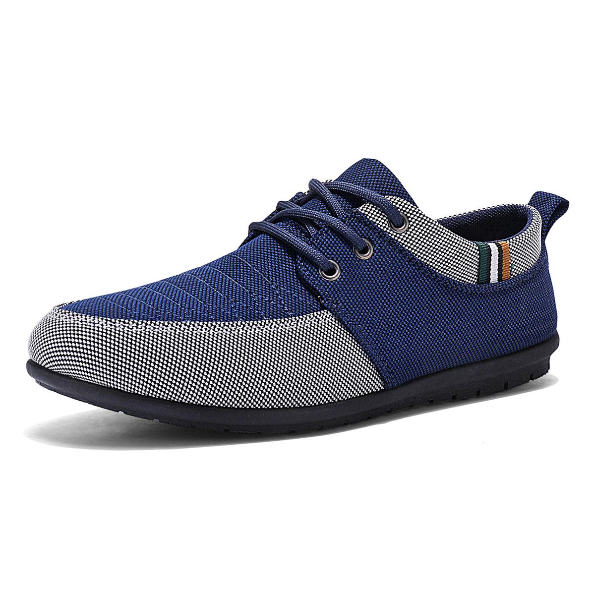 Large size breathable canvas lace-up medium casual shoes casual cloth shoes 39