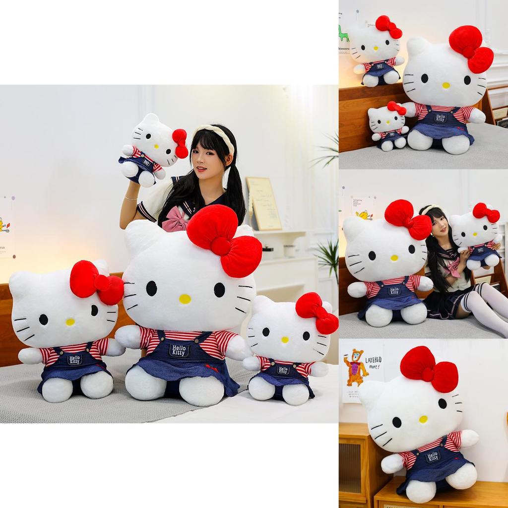 Hellokitty Plush Toy With Denim Dress For Kids And Collectors