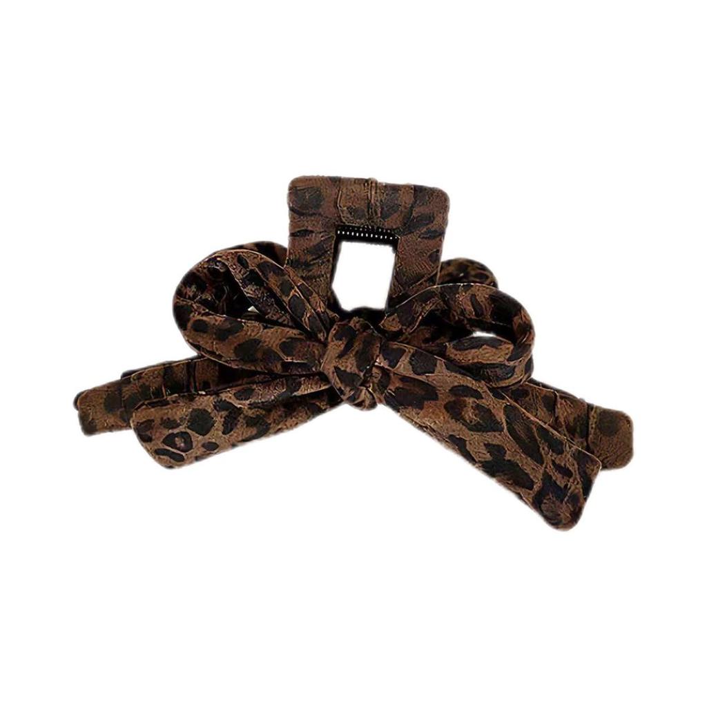Chic Leopard Bow Hair Claw Clip 2025 - Stylish Women's Hair Accessory for Autumn