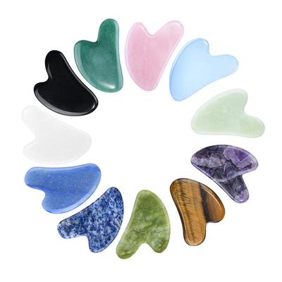 Természetes Jade Gua Sha Scraper arcmasszírozó eszköz Rózsakvarc Guasha Masszázstábla Face Lift Slim Gouache Kaparó Kaparó Lemez