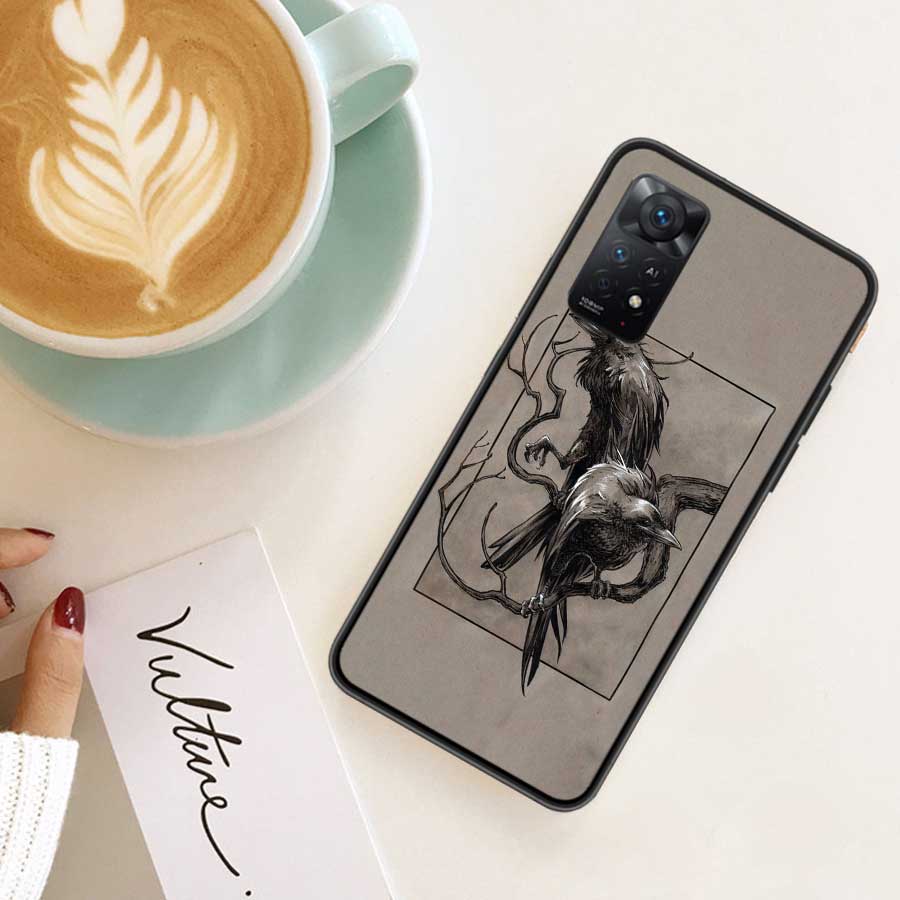 Raven Crow Skull Pattern Phone Case For Xiaomi Redmi Note 12 Plus 12S 11 11T Pro 5G 11E 11S 4G 10 10S 9 9S 9T 8 8T 7 6 5 Cover S