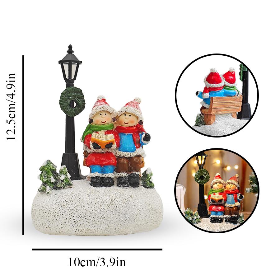 Cute christmas statue with led lights, christmas country scene table decoration, cute interior christmas decoration, gifts