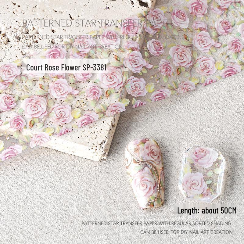 Starry Sky Rose Flower Nail Art Transfer Stickers