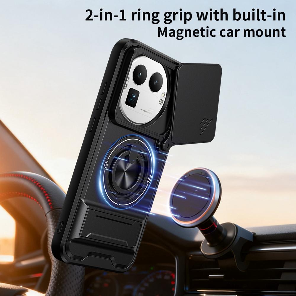 KEYSION Magnetic Phone Case for Realme GT 8 Pro Slide Camera Lens Protection Upright Kickstand 360° Ring Shockproof Back Cover