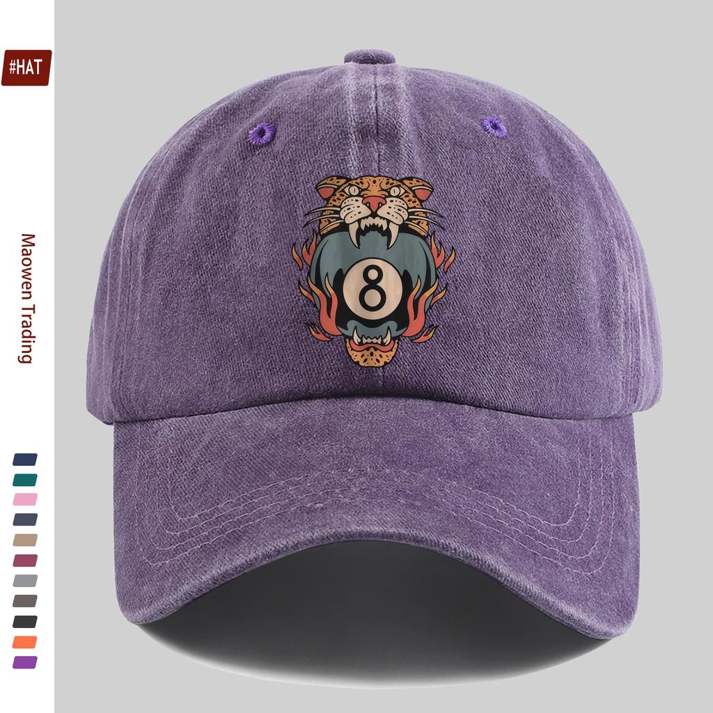 pc pcs American Vintage Tattoo Baseball Cap Suitable for Men Women Adjustable Trucker Hat with Buckle Closure Leopard Prin