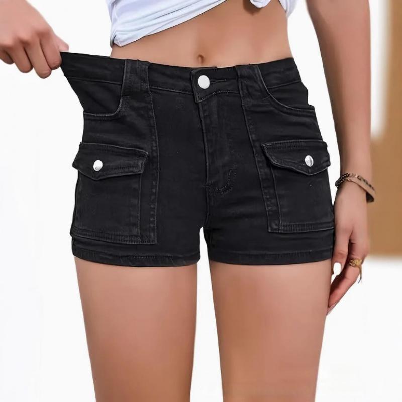 2026 Summer New Women's Denim Stretch Shorts with Multiple Pockets Casual Denim Shorts
