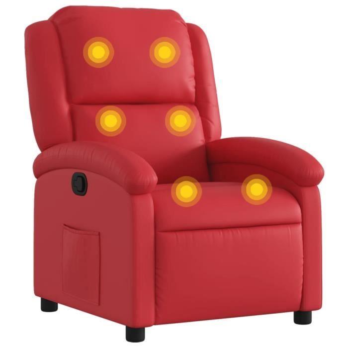 VidaXL Fauteuil de massage inclinable rouge similicuir 371787