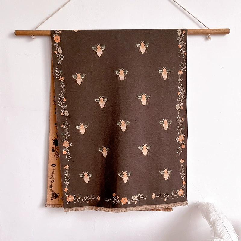 Autumn And Winter Warm Scarf For Women Retro Jacquard  Scarf With Tassel Luxury Faux Cashmere New Scarves And Shawls