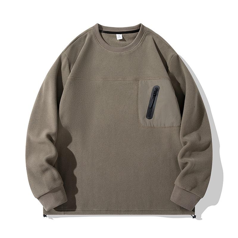 

Осень и Зима Теплая Базовая Однотонная С Длинным Рукавом Мужская Футболка Пуловер с Круглым Вырезом и Воротником-Стойкой L коричневый