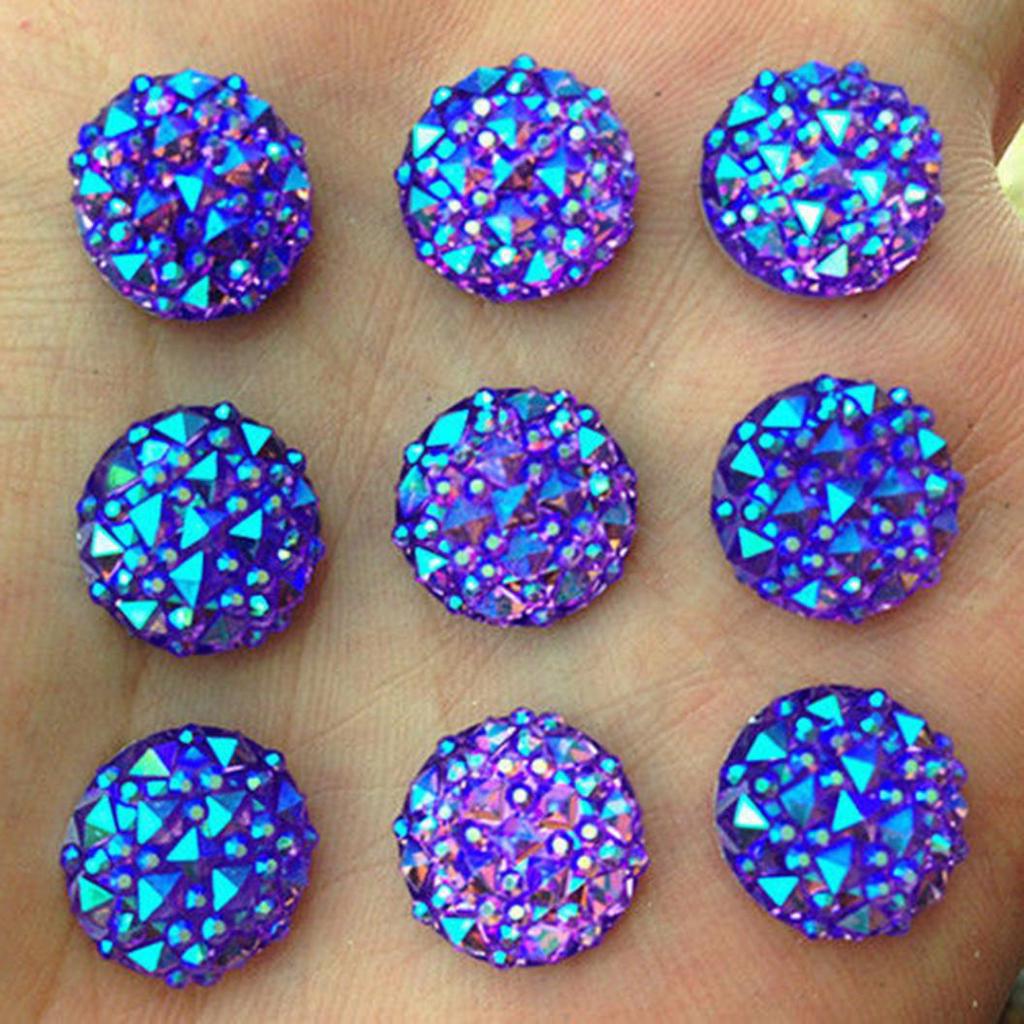 Gör-det-själv 40 st 12 mm rund AB Resin Flatback Rhinestones för telefonbröllopshantverk