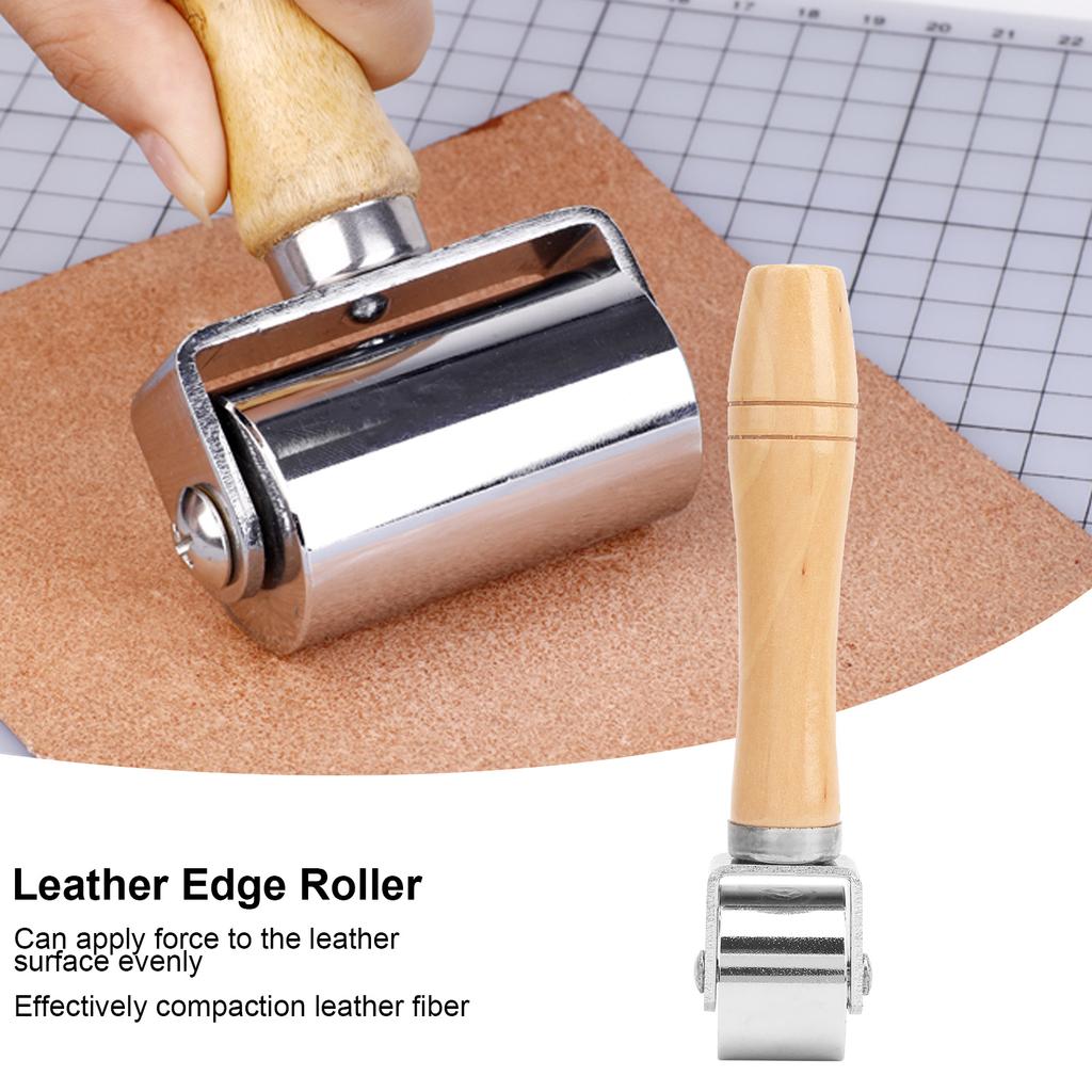 Leather Press   Roller   Leather Craft Wooden Handle   Rolling Tool Silver