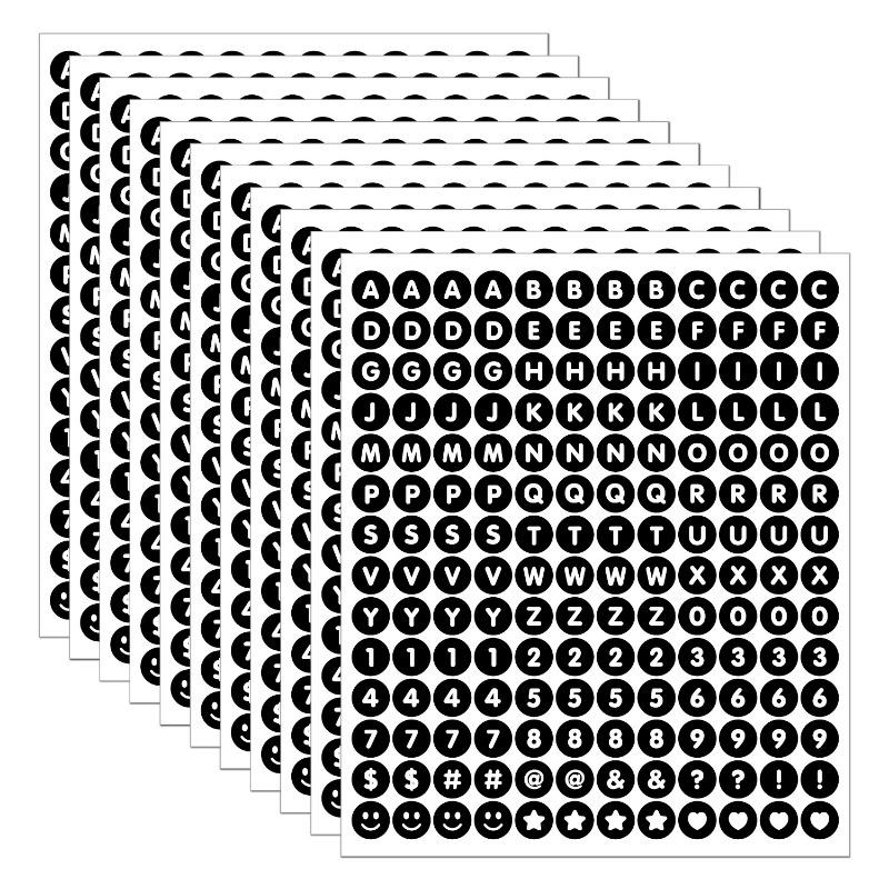 840pcs 5 Sheets 0.5 Inch Mini Round Letter Stationery Sticker Removable Number Alphabet Sticker for DIY Scrapbook Card Mug Craft