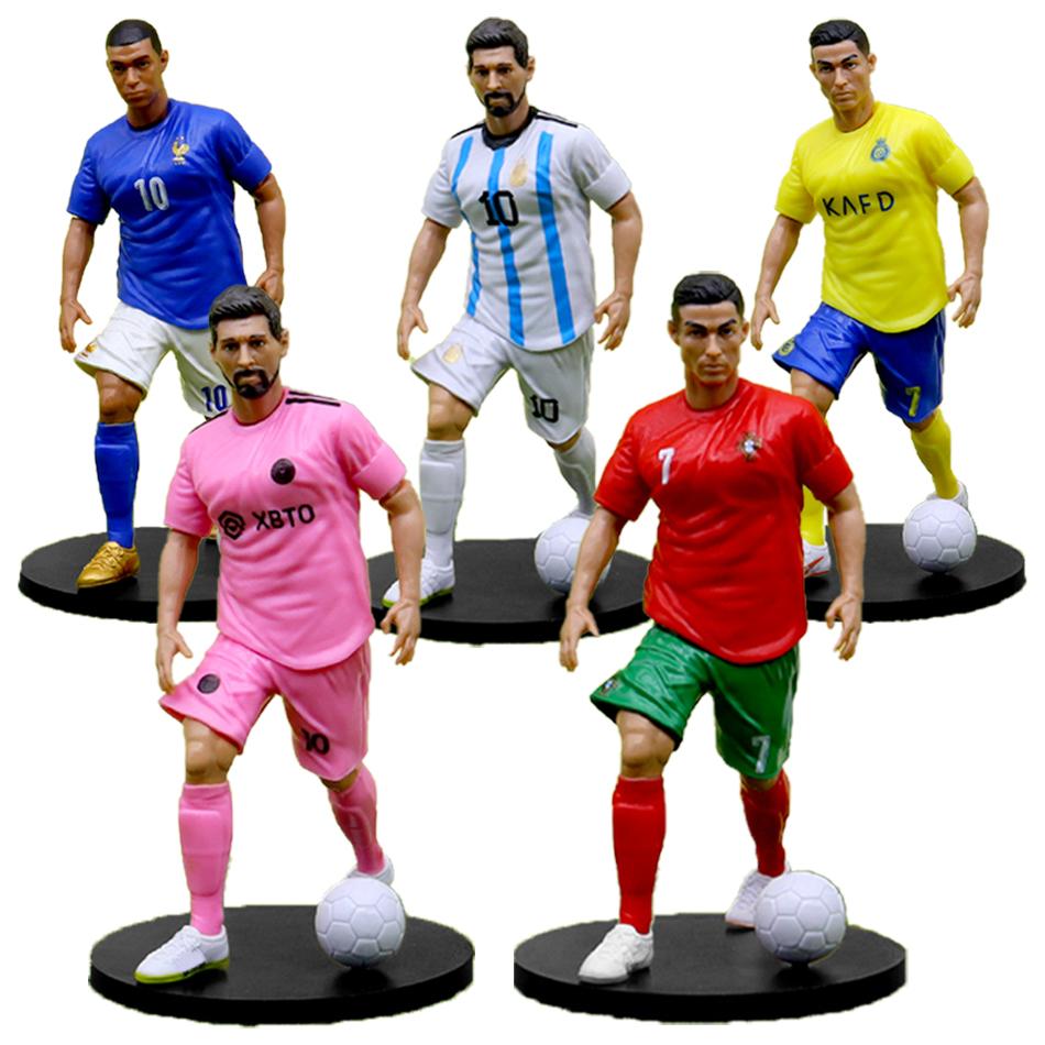 In Stock 1-8Pcs Football Star  C.Ronaldo Messi Mbappe Model Dolls Cartoon Cute Action Figure Car Accessories Football Fans Gifts
