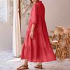 Women's Casual Fashion Shirt Dress Button Collar Flowing Maxi Dress