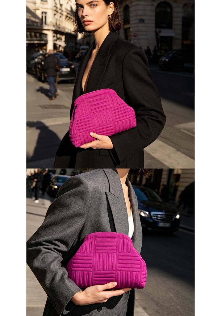 Knitted Cloud Clutch: Popular Woven Textured Makeup Bag