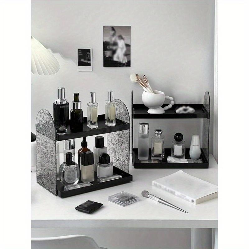 1pc Acrylic Makeup Organizer, Dual-Layer Increased Heighten Cosmetic Display Holder, Vanity Tray for Skincare, Perfume, Lipstick, Desk Storage Box
