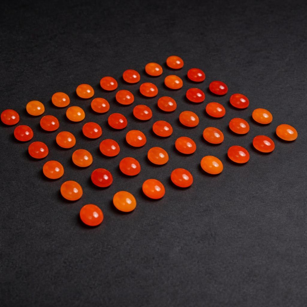 Orange Carnelian Cabochon Gemstone Lot – 14x10mm Oval Cut Crystals