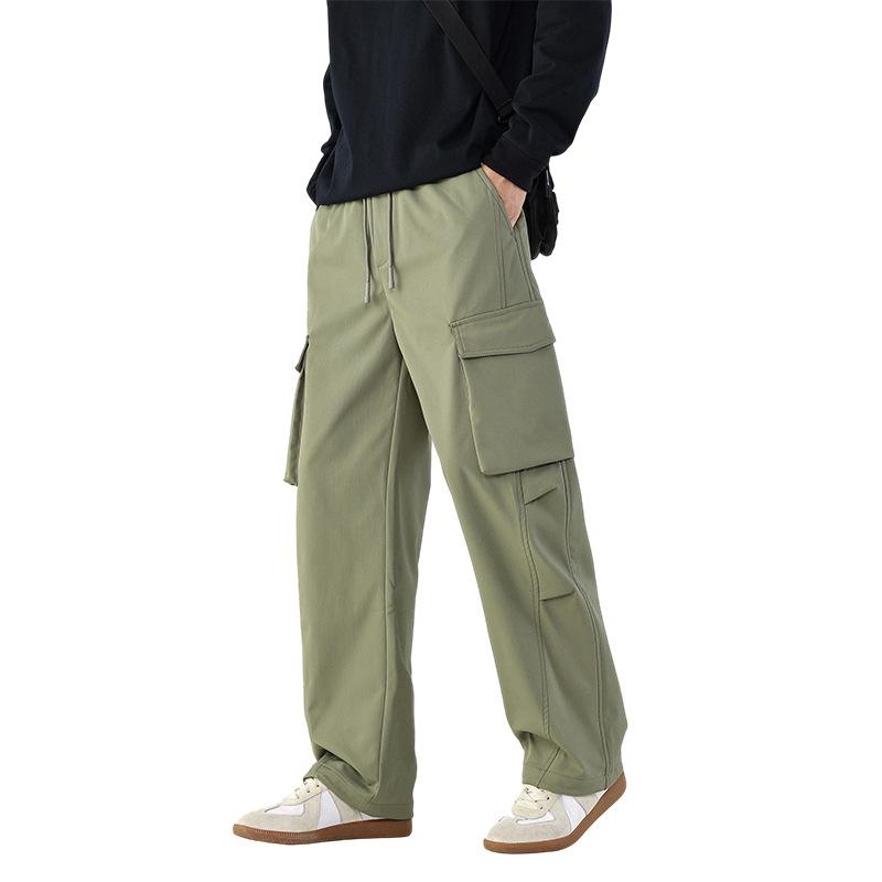 Mountain overalls boys spring and autumn new American trendy brand wide-leg pants loose straight large size casual pants