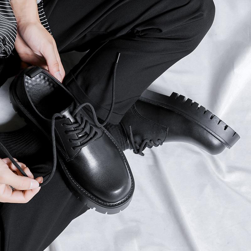 Sapatos Casuais de Couro de Cabeça Grande Masculinos Novo Anual Solado Grosso Ferramentas Juventude Bico Redondo Cano Baixo Botas Martin 5691-R