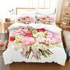 Comforter Rose Flower Bedding Set 4Pcs Pink Red 200X230 For Double Bed 3D Bedsheet 230X230 Full Size Thin Fabric