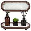 Embossed Pattern Oval Wooden Decorative Tray Jewelry Perfume Display Tray  for Living Room