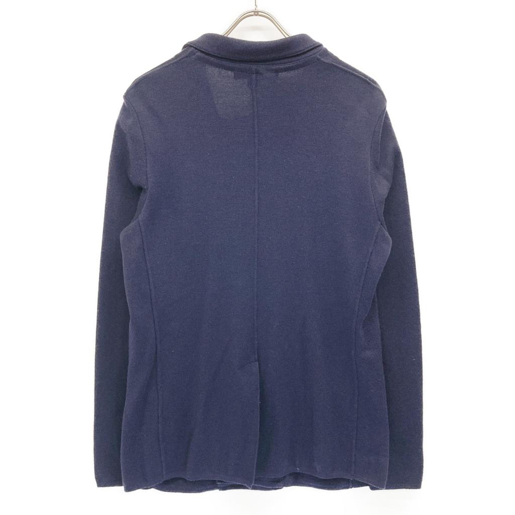 LARDINI JJLJM21 Navy Wool Center Vent Double Breasted Knit Jacket Jacket L NavyUsed