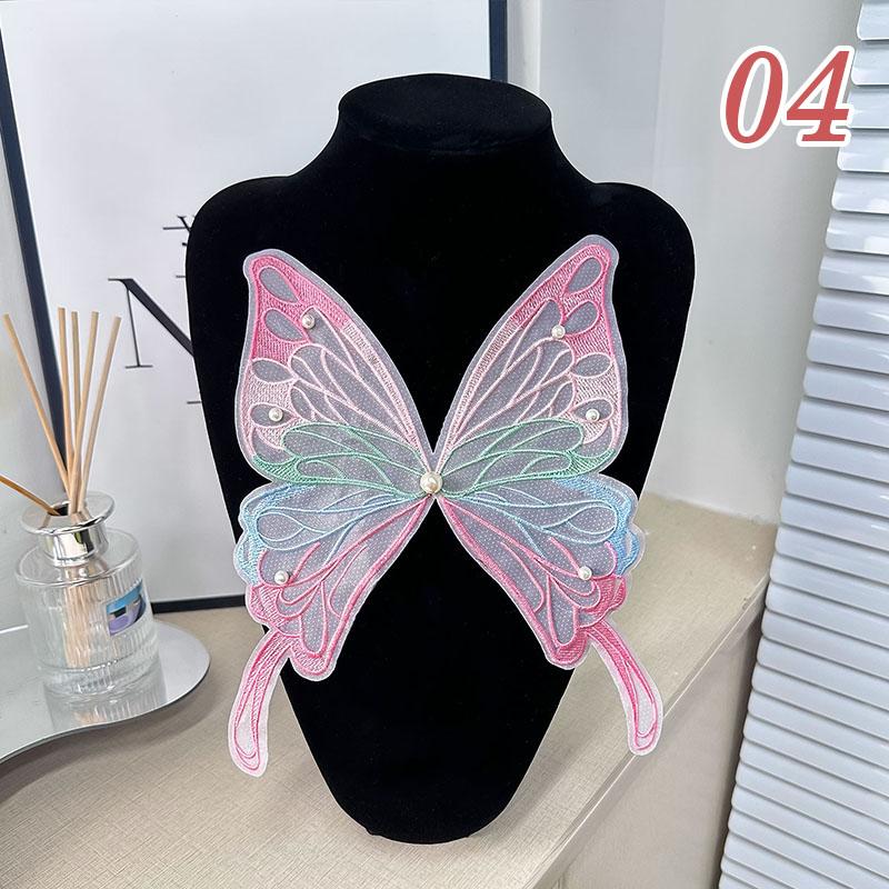 Lace Embroidered Butterfly Patch DIY Sewing Clothing Applique Collar Organza Fabric Patches Dress Decoration Accessories 1pc