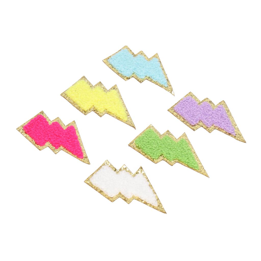 6 Pcs Lightning Iron On Patches Delicate Lightning Shape Decorative Embroidered Patches for Clothes
