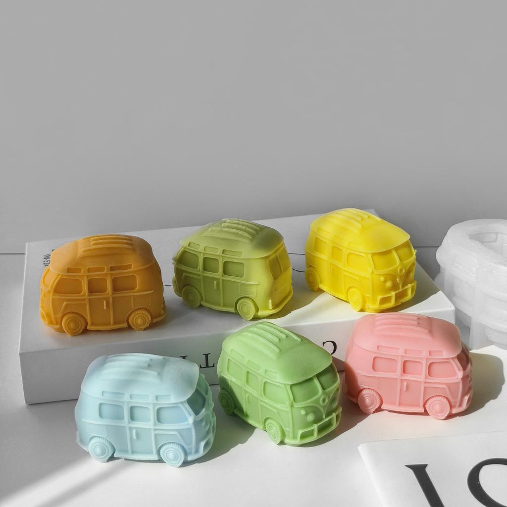 Kreatywna Forma Silikonowa Mini Bus na Świece DIY Gips Aromatyczny Żywica Ozdoba Formy Ręcznie Robione Mydło Świeca Materiały do Wyrobu