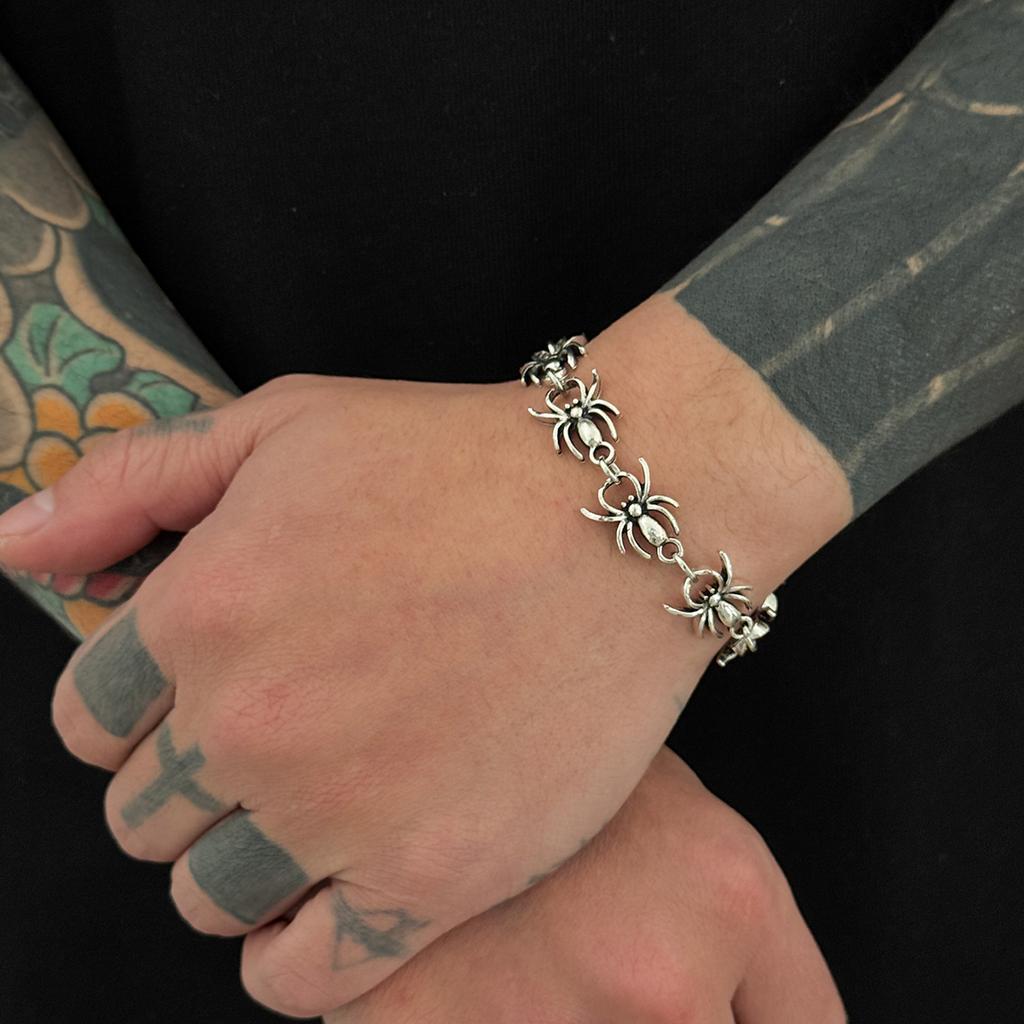 Ingemark Punk Hip-Hop Silver Color Spider Bracelet Women Vintage Adjustable Metal Chain Charm Bangles Couple New Jewelry Gifts
