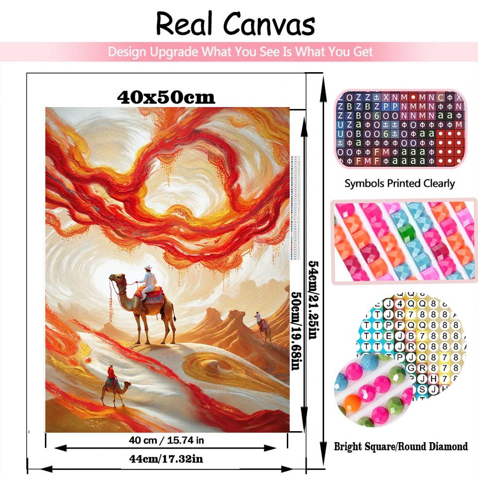 Full Drill 5D Diy Diamond Painting Desert Camel Animal Embroidery Sunset Scene Cross Embroidery Crystal Mosaic Home Decoration