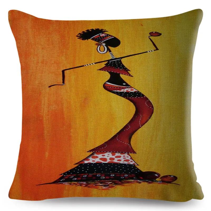 Abstract Painting Cotton Linen Decorative Cushion Cover Africa Life African Woman Home Decor Pillow Case Exotic Pillowcase