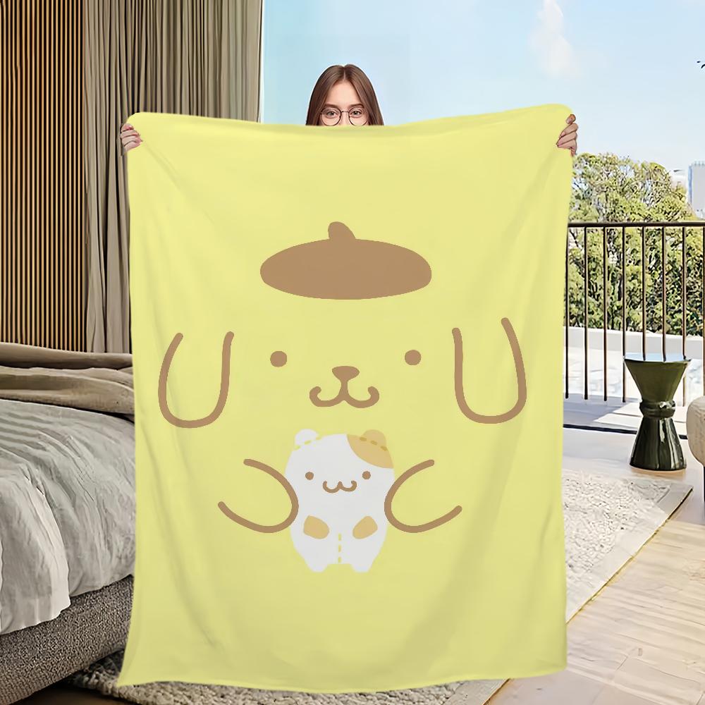 Four DOG Seasons Warm Soft Plush Blanket Purin for Sofa Cartoon Living Room Cute Office Bedroom P-PomPom Travel Gift Flannel
