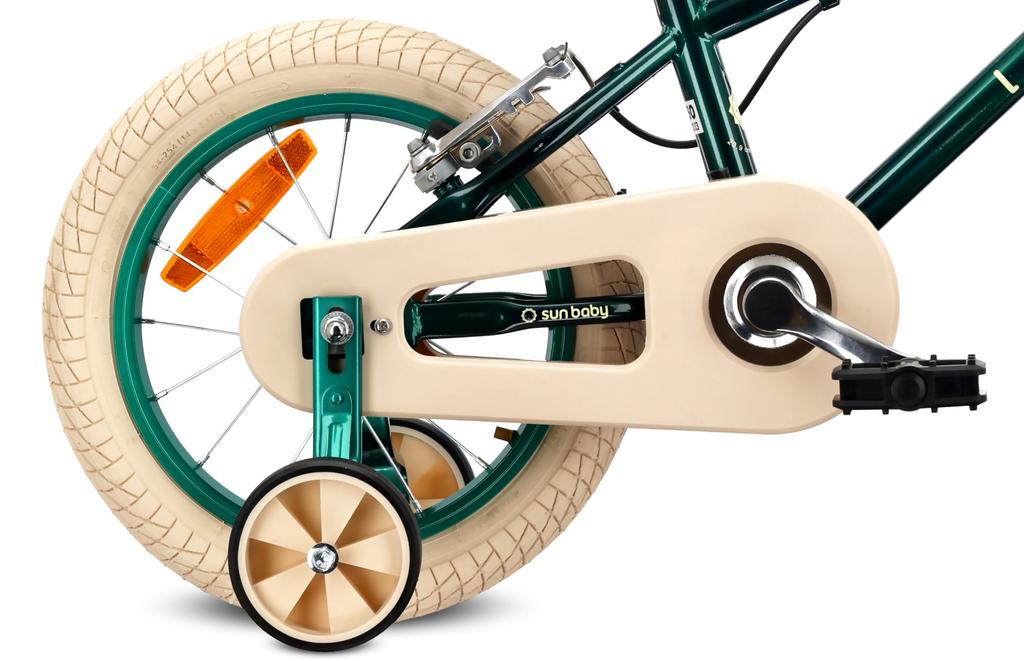 Kids Green LOVEL 14" Steel Bike with Training Wheels, Basket & V-Brakes