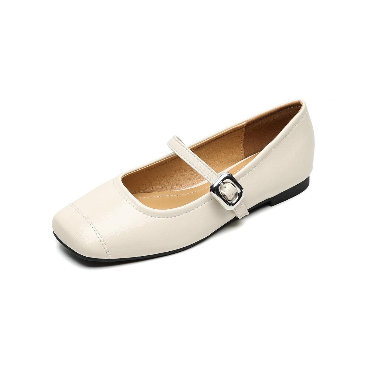 

Square toe flat sole pumps women s summer Mary Jane shoes with a line for women 43 абрикосовый