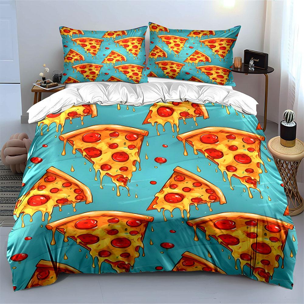 Pizza slices with pepperoni. Bedding sets Duvet cover sets Duvet covers Pillowcases(1*Duvet Cover 2*Pillowcases without duvet insert)
