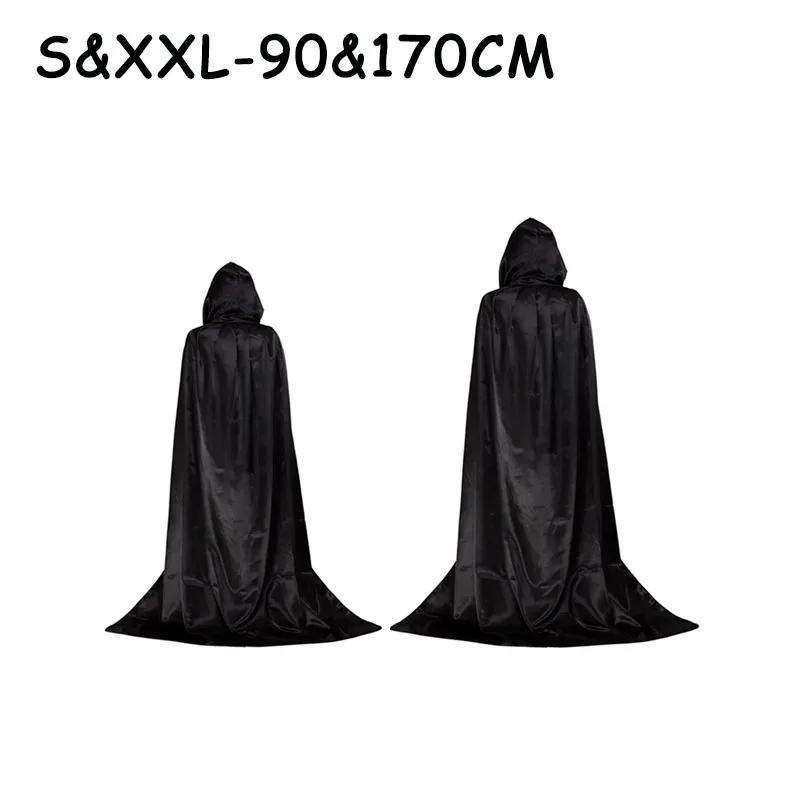 Unisex Black Hooded Cloak Witch Cosplay Accessories Costumes Masquerade Family Celebration Decor Halloween Party Cosplay Costume