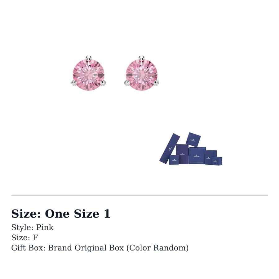 Swarovski Solitaire Stud Earrings Women's Pink 5717577