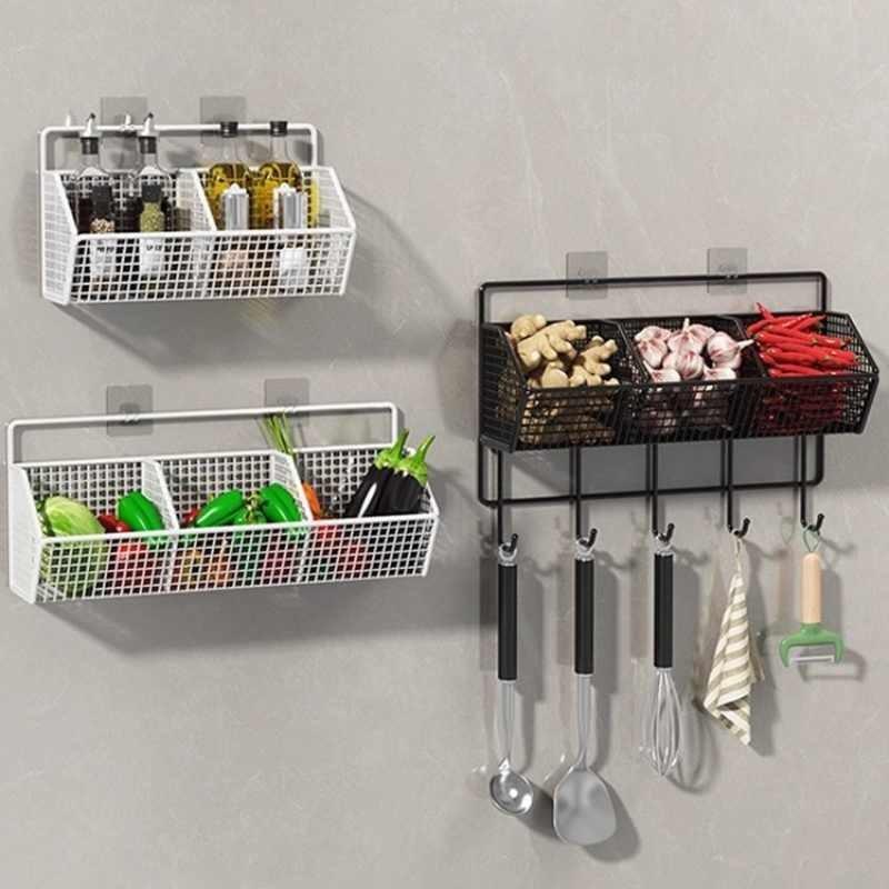 Kitchen Condiments Utensils Organizer Rack Wall Hanging Storage Tools Plate