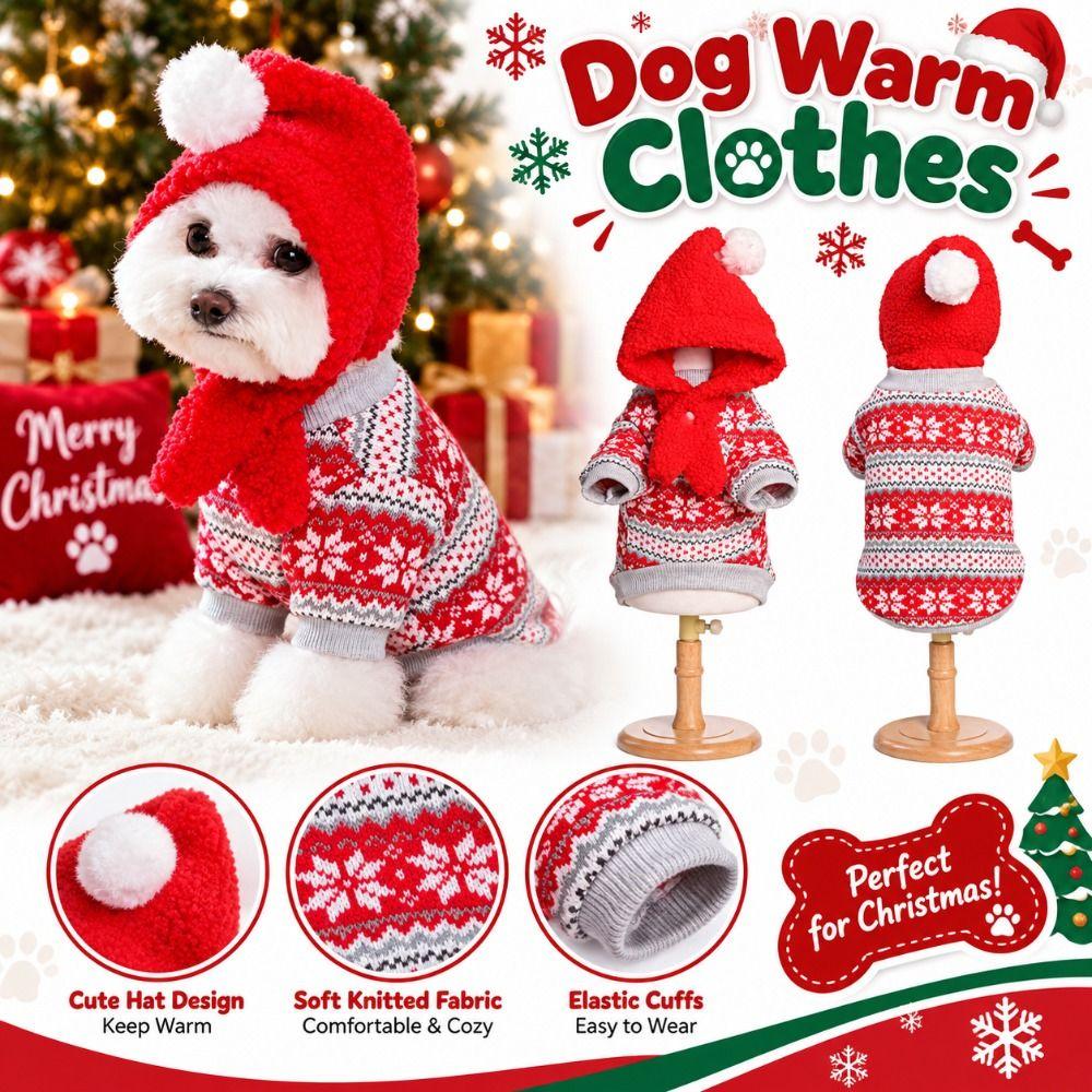 Pet Clothing Dog Christmas Sweater Thick-Warmed Knitted Pullover for Small Medium Dog