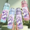 1PC Dreamy Pastel Unicorn Cartoon Print 750ml Color Plastic Sports Water Bottle Leakproof Flip Straw Lid Suitable for Sports Office Home Use