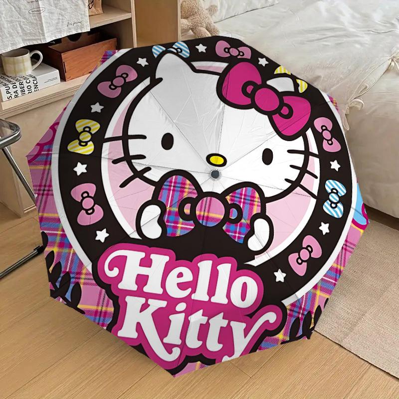 1pc Hello Kitty [Automatic Folding Umbrella] Durable Iron Frame & Rod, Portable Folding, All Seasons, Home Travel Outdoor, Makes a Great Holiday Gift