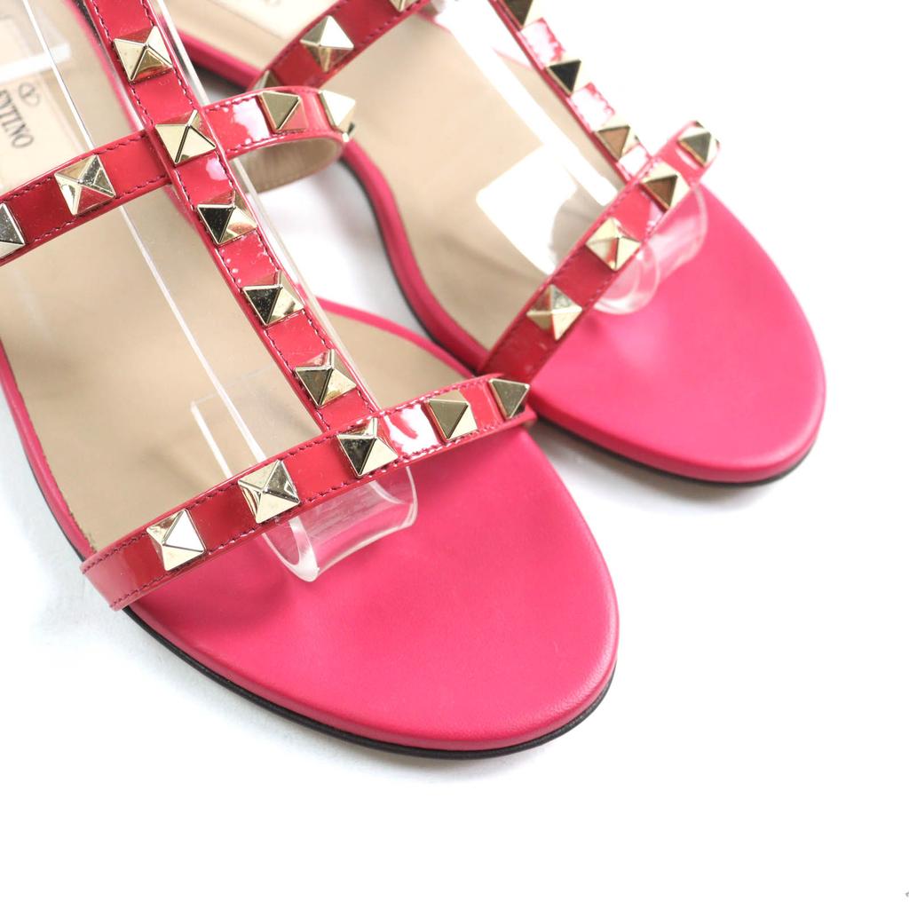 Excellent Valentino Garavani Sandals Rockstud ankle strap patent leather pink Used