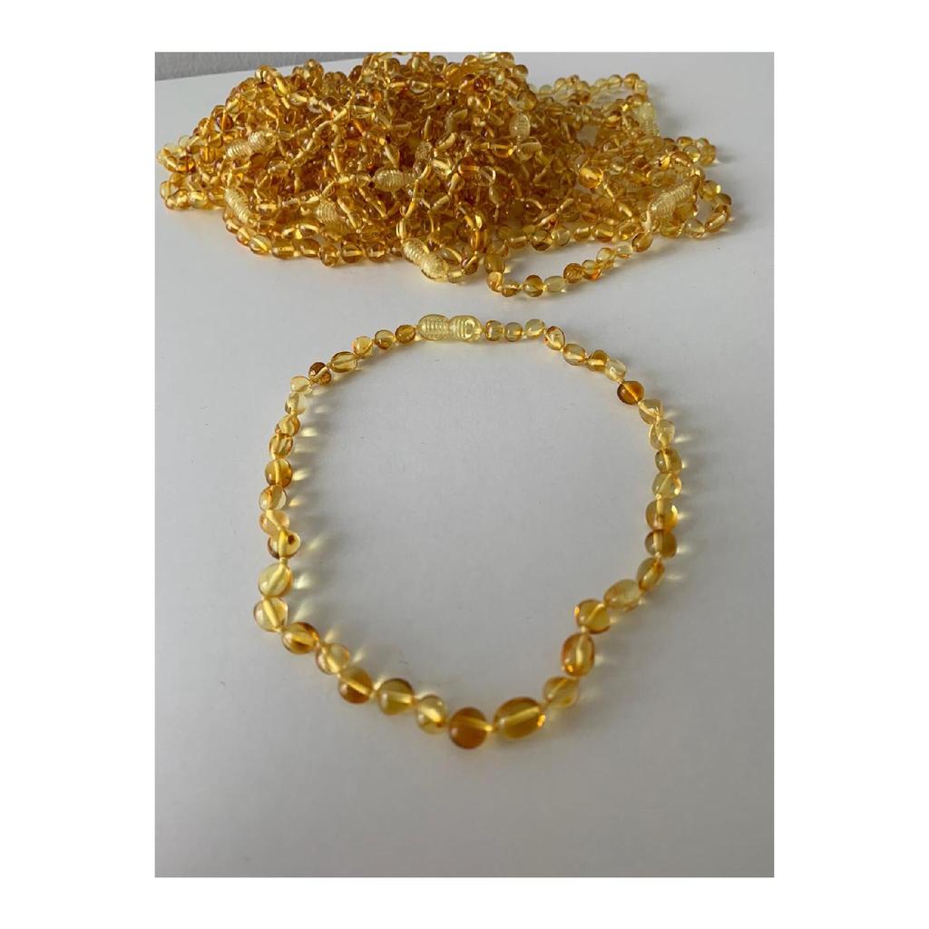Colier Bebeluş Drop Amber 32-33 Cm Culoare Lămâie