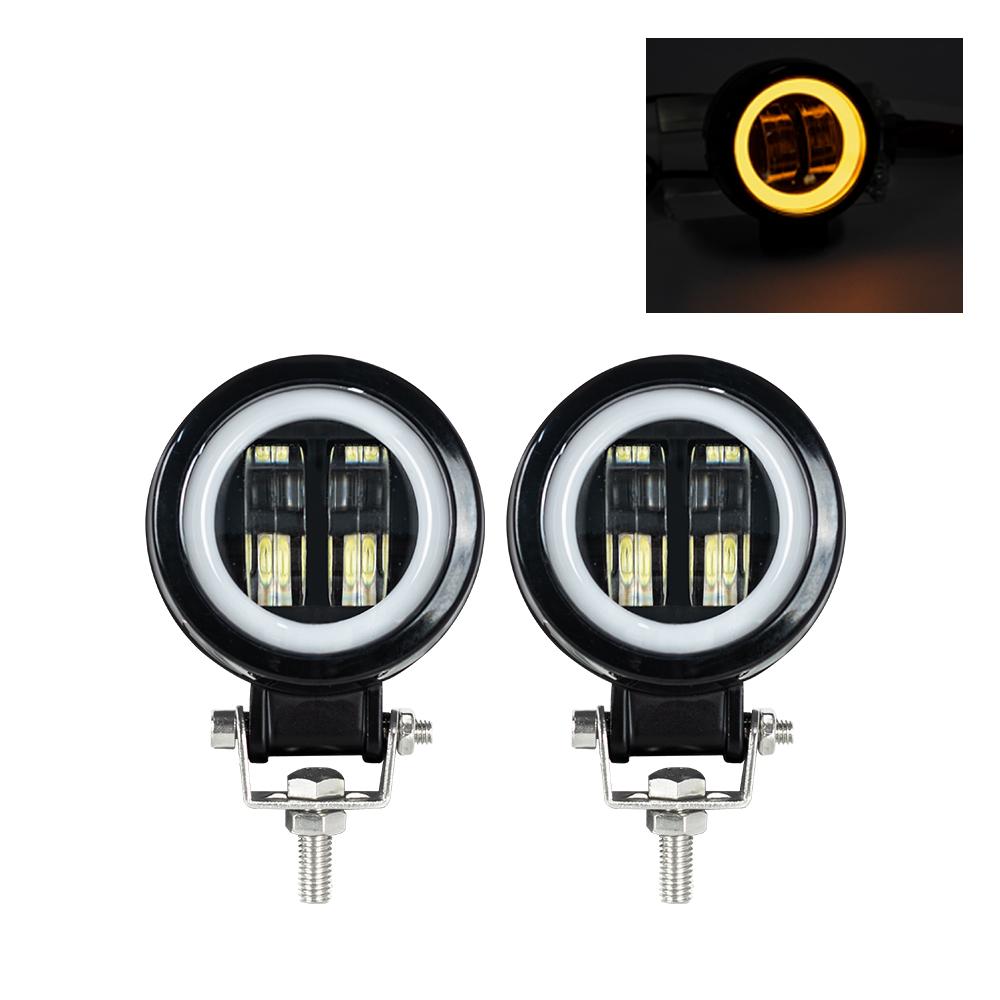 3inch LED Spot Fog Light Car Boat Motorcycle LED Work Light LED Off Raod Lights 12V 24V 6500K 20W with Angel Eyes Lights